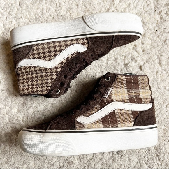 Vans Shoes - Vans: Brown Cream Tan Plaid Mix Filmore Hi Platform Sneakers Women's Size 6